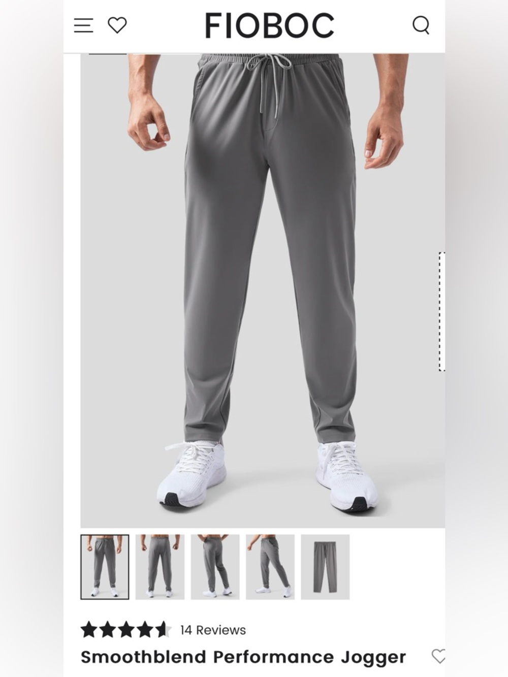 Fioboc Men's Gray Performance Jogger Pants